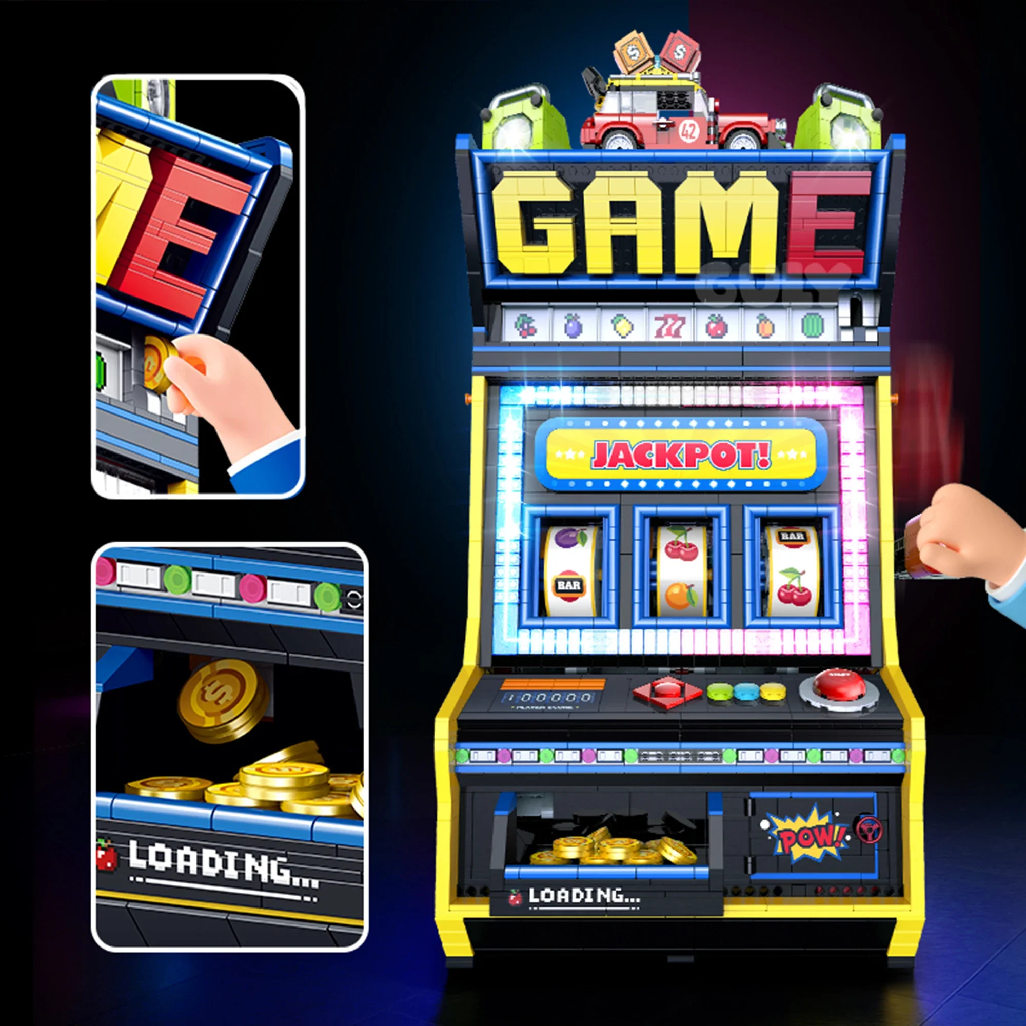 3571 stücke Obst Arcade Bausteine Kreative Elektrische Gaming Maschine Obst Schütteln Spielkonsole Ziegel Spielzeug für Kinder Erwachsene Geschenke