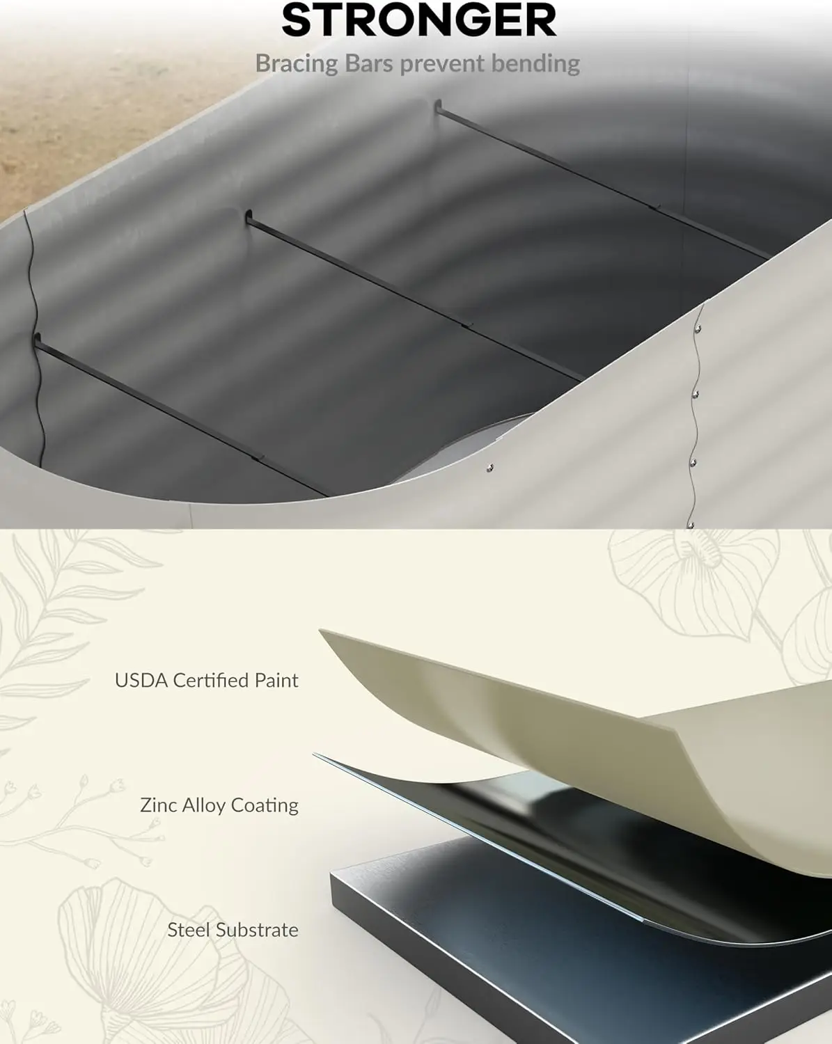 سرير حديقة مرتفع مجلفن 4 × 2 × 1 قدم، أسرة حديقة معدنية مرتفعة، صناديق زراعة خارجية، تخليص لزهور الخضروات والبستنة