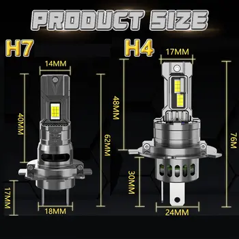 H7 H4 LED Canbus 車燈 1:1 迷你尺寸汽車頭燈帶風扇 800000LM 超亮無線渦輪霧燈燈泡 6000K 汽車燈 6 最佳銷售 H7 LED頭燈 - №6