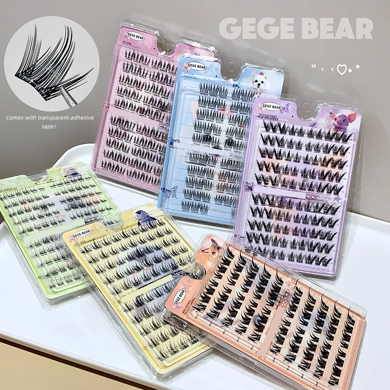 Gege bear, free adhesive false eyelashes, 120 clusters, natural and agile, enlarging eyes, no need to remove false eyelashes