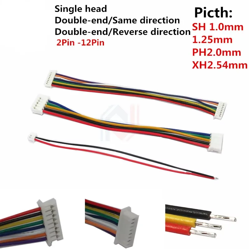 10PCS SH 1.0mm 1.25mm 2.0mm 2.54mm Wire Cable Connector DIY SH1.0 JST 2-12Pin Electronic Line Double Connect Terminal Plug 28AWG