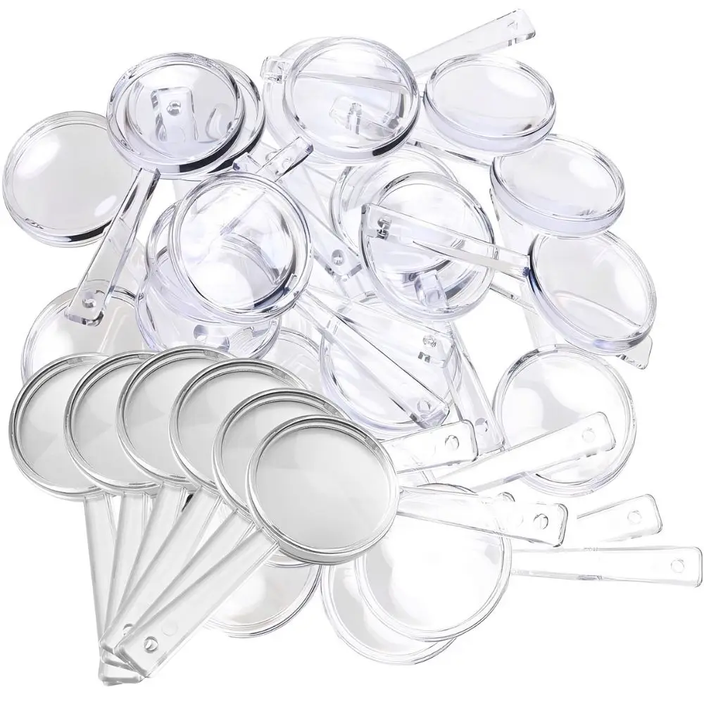 7/24pcs Portable Clear Handle Magnifying Glass, Compact Mini Magnifier for Children Science Experiment & Fine Print Reading YMY