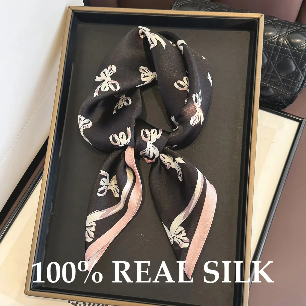 

New Women 100% Real Silk Scarf Summer Sun Protection Hair Headscarf Beach Cover Up Silk Square Neck Cruise Scarves Bandana Hijab