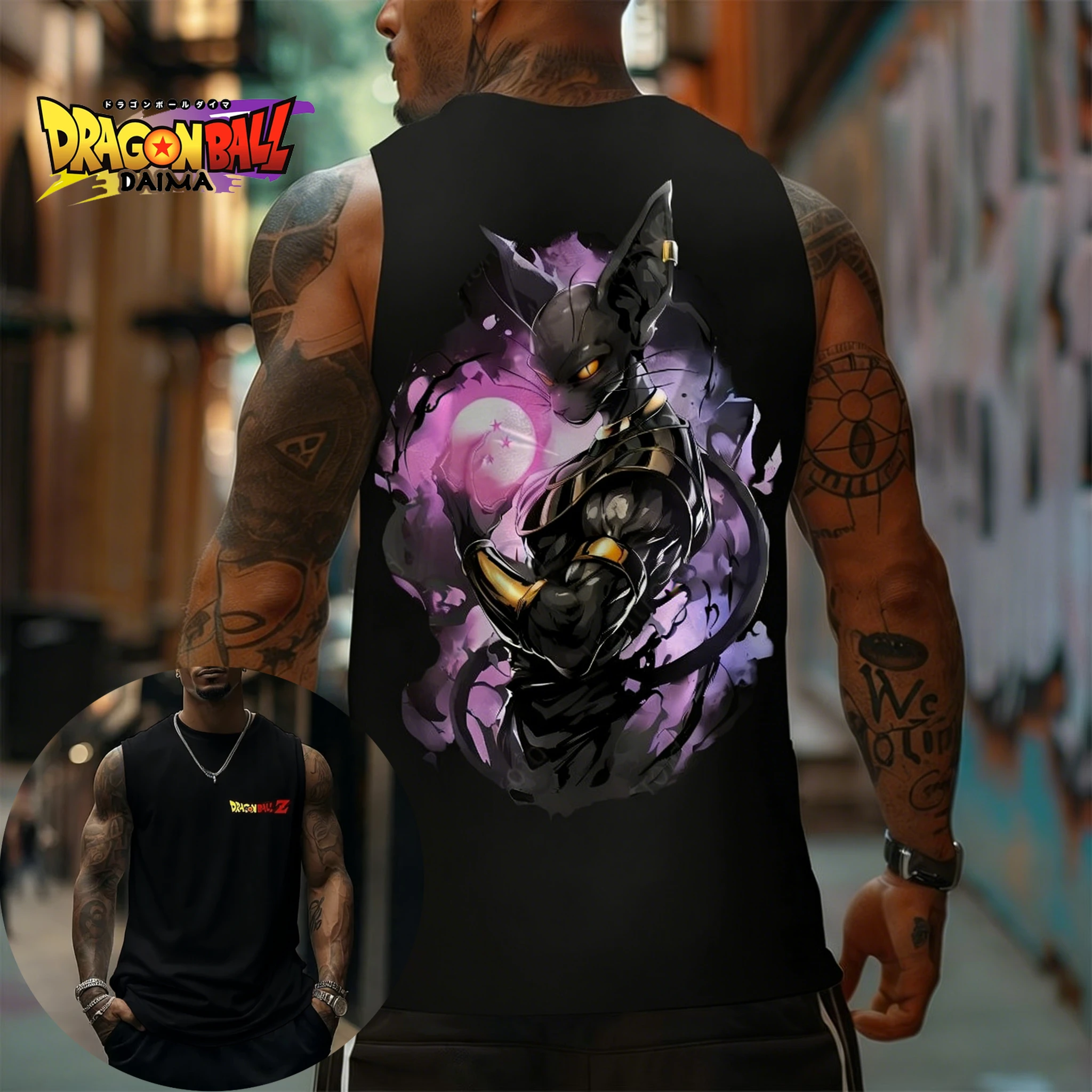 Dragon Ball Destruction God Billus-themed American Retro Style Fitness Vest Summer New Men's and Women's Sleeveless T-shirts