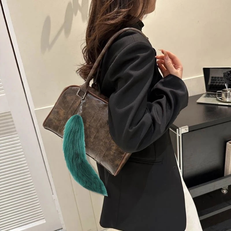 Stylish Bag Pendant Animal Tail Phone Case Adornments Fashion Keychain Soft Unisex Keyrings Colorful Key Pendants image 3