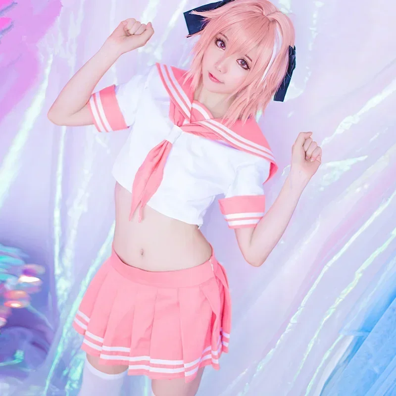 2025 New Fate Apocrypha Rider Astolfo Cosplay for Men JK School Uniform Sailor Suit Women Outfit Anime Halloween Costume