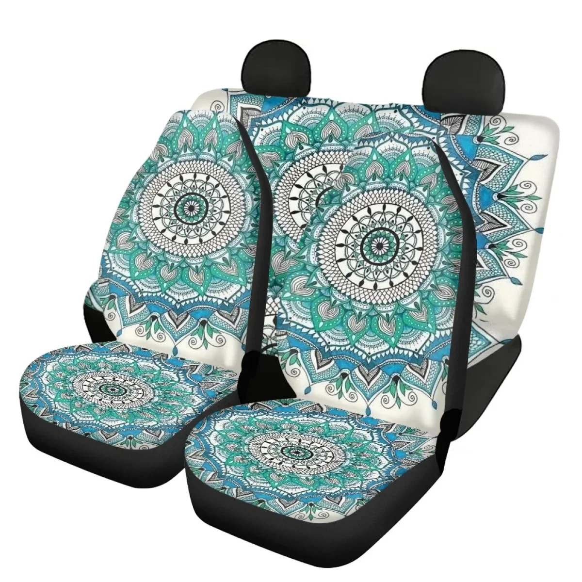 

Auto Seat Cover Bohemia Style Fashion Design Pattern Easy to Install Elastic Front and Back Vehicles Interior Seat Covers