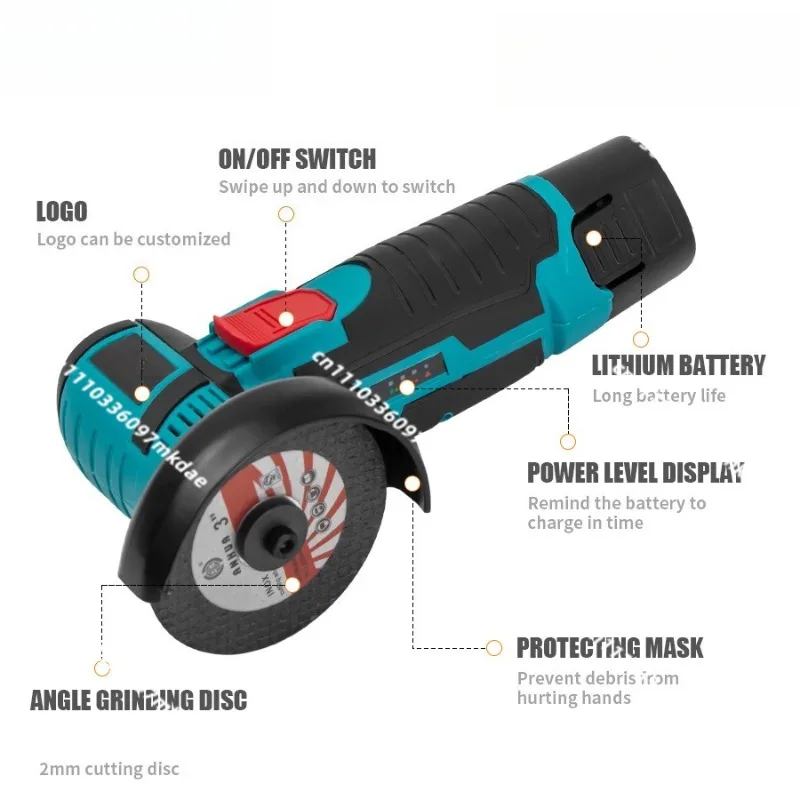 12V/3 inch lithium battery angle grinder, mini small household handheld, brushless angle grinder