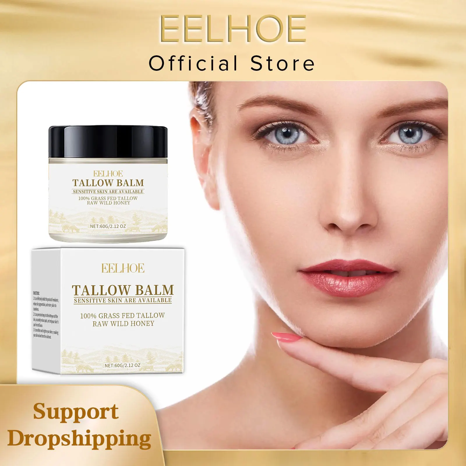 EELHOE Beef Tallow Face Moisturizer Cream Vitamin E for Skin Repair Rejuvenation Moisturizing Skin Care Facial Lightening Cream