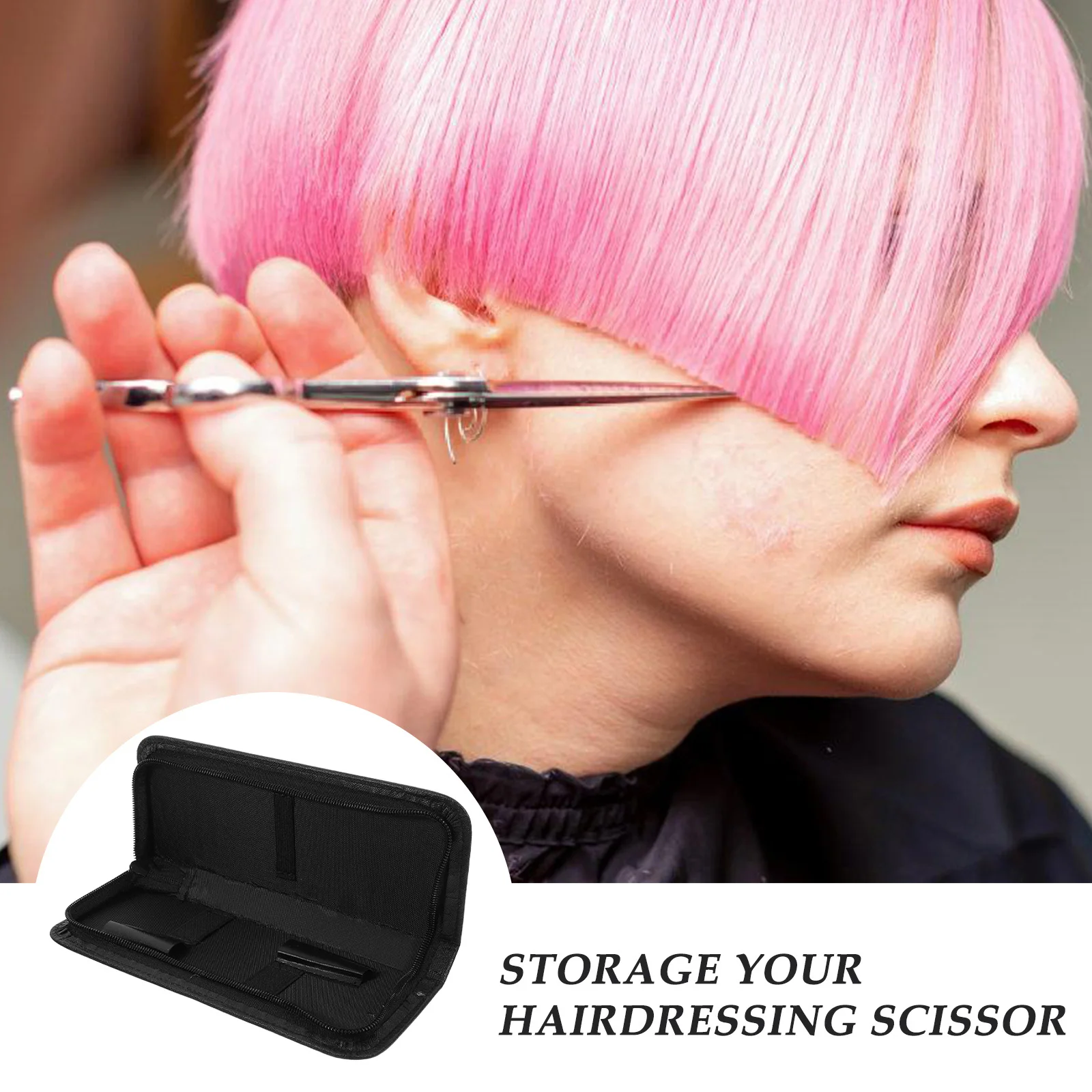 

1pc Hair Scissors Storage Bag Compact Size Durable PU Material Zipper Case Salon Barber Home Use Protective Pouch