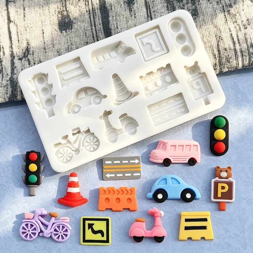 Auto Ampel Straße Markierungen Silikon Kuchen Backform Sugarcraft Fondant Dekorieren Werkzeuge Schokolade Gumpaste Cupcake Form