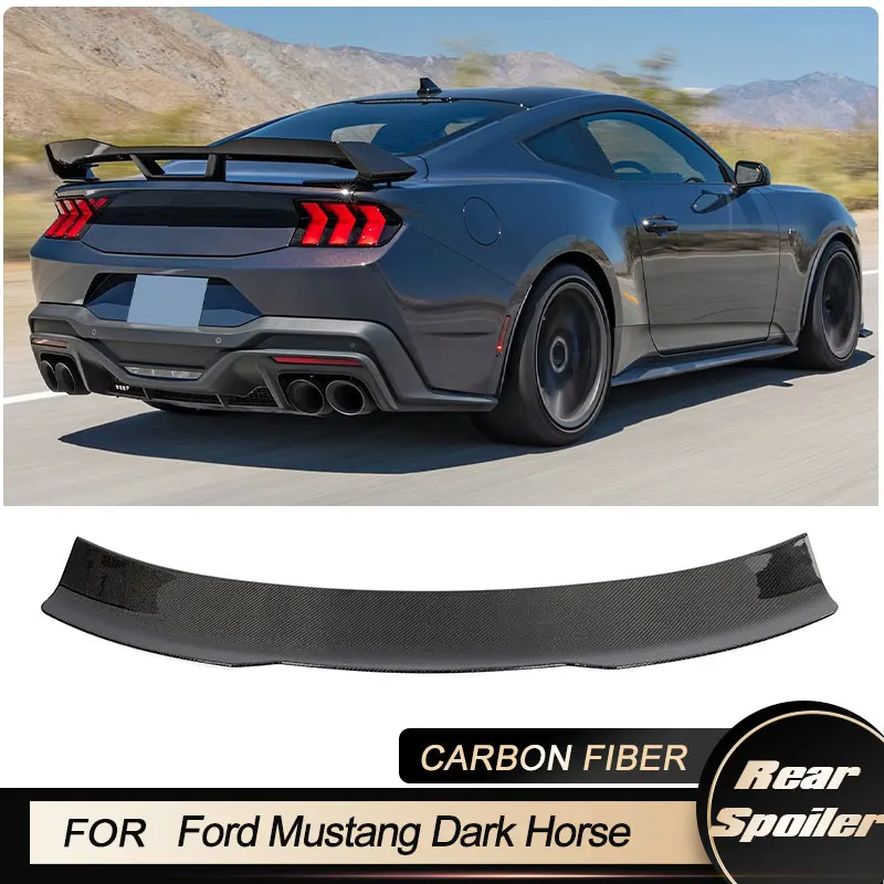 Car Rear Trunk Spoiler Wings for Ford Mustang Dark Horse GT 2024 Racing Rear Spoiler Boot Lid Wing Lip Body Kit Carbon Fiber