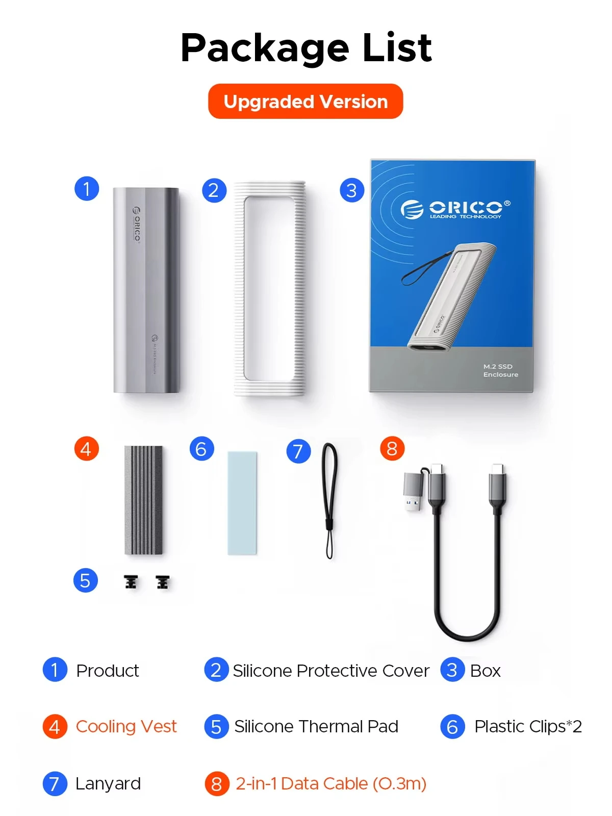 Orico m.2 nvme sata ssd gabinete usb externo 10gbps m.2 nvme para adaptador usb suporte uasp para pcie nvme e sata ssd sem ferramentas