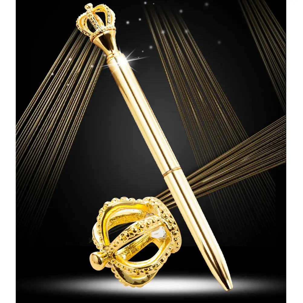 

4Pcs Crown Gel Pen Metal Creative Electroplated Beautiful Black Gold Silver Smooth Ink for School Homework