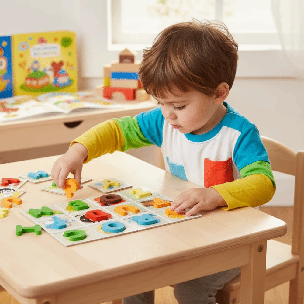 26 English Letters Colorful Wooden Letter Flashcard Pattern Spelling Practice English Alphabet Puzzle Game Early Educational