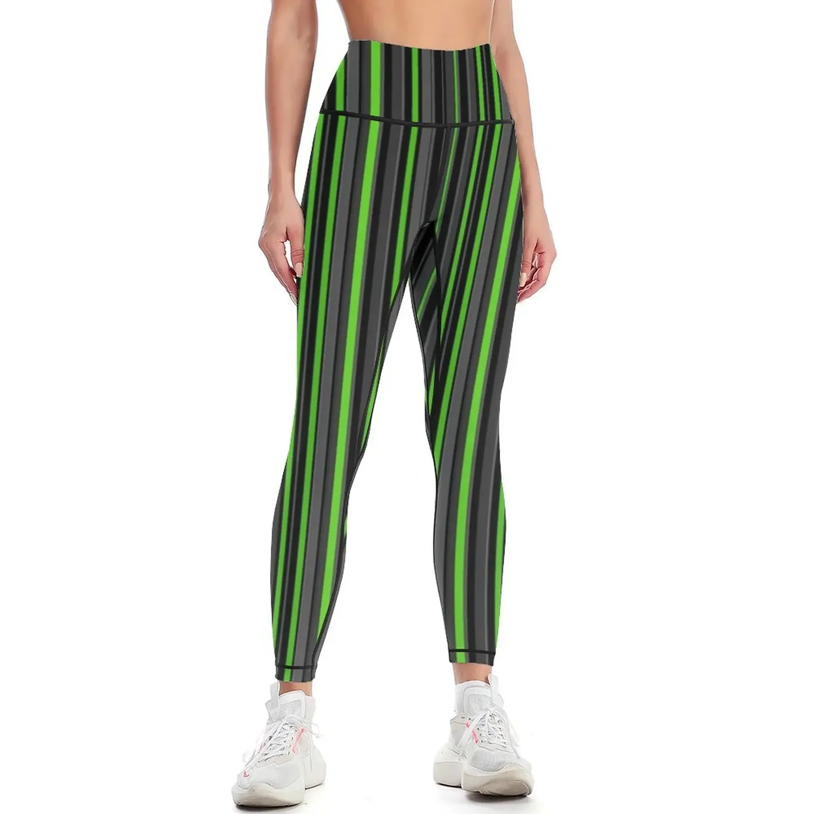 

Grey green stripes vertical Leggings for fitness Sportswear woman gym Golf wear workout clothes for Womens Leggings