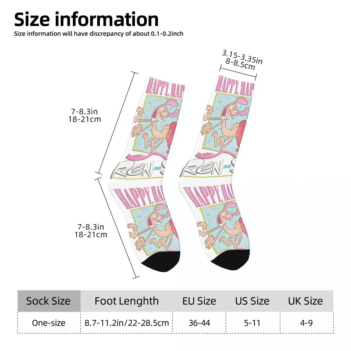 Rosa Herren socken Retro Harajuku die Ren & Stimpy Show Street Style Neuheit nahtlose Crew Socke