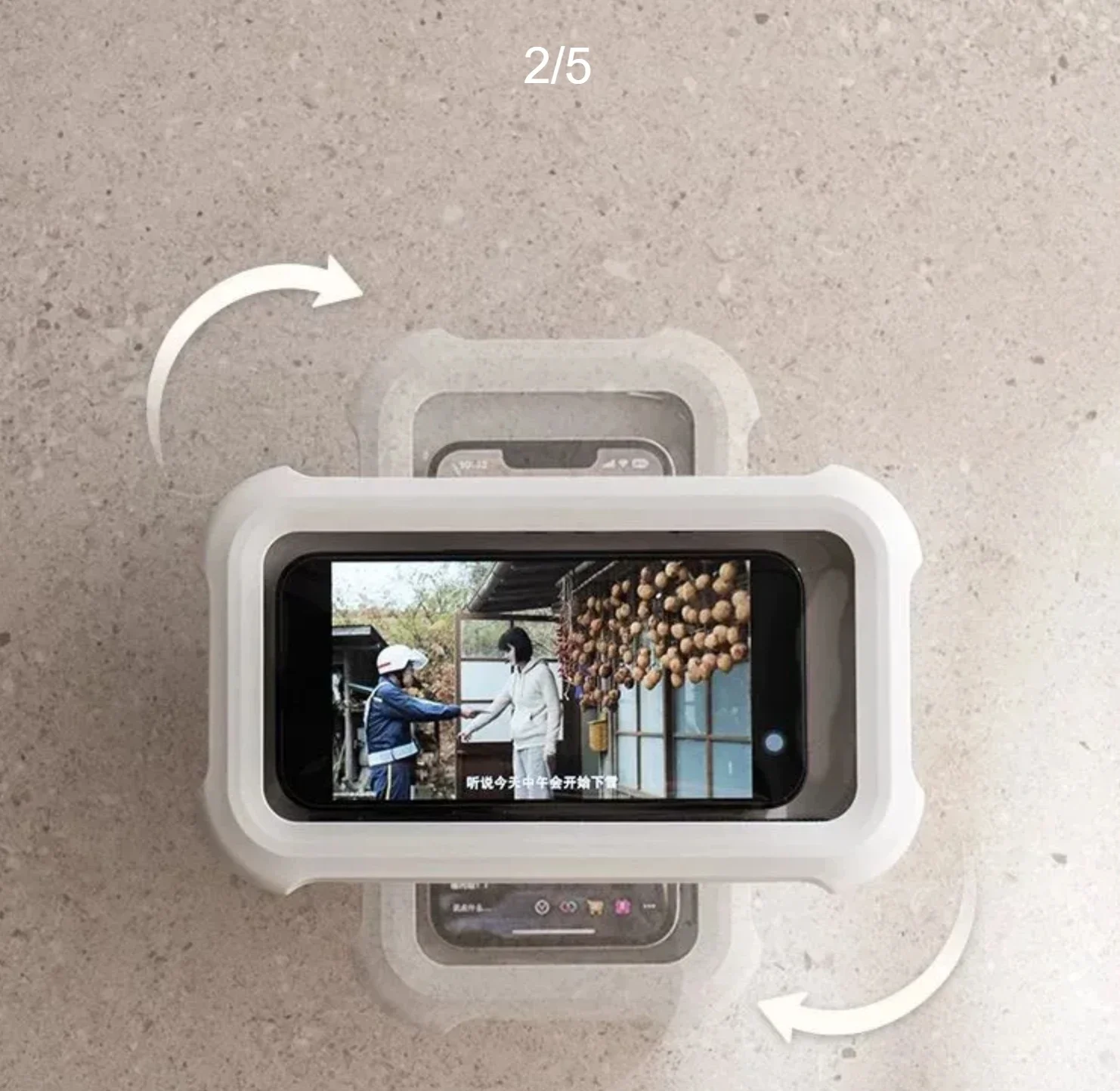 Waterproof Bathroom Phone Holder, Wall Mount No Drill Phone Box, Hands-free Watching Drama & TV, Bathroom Storage Rack