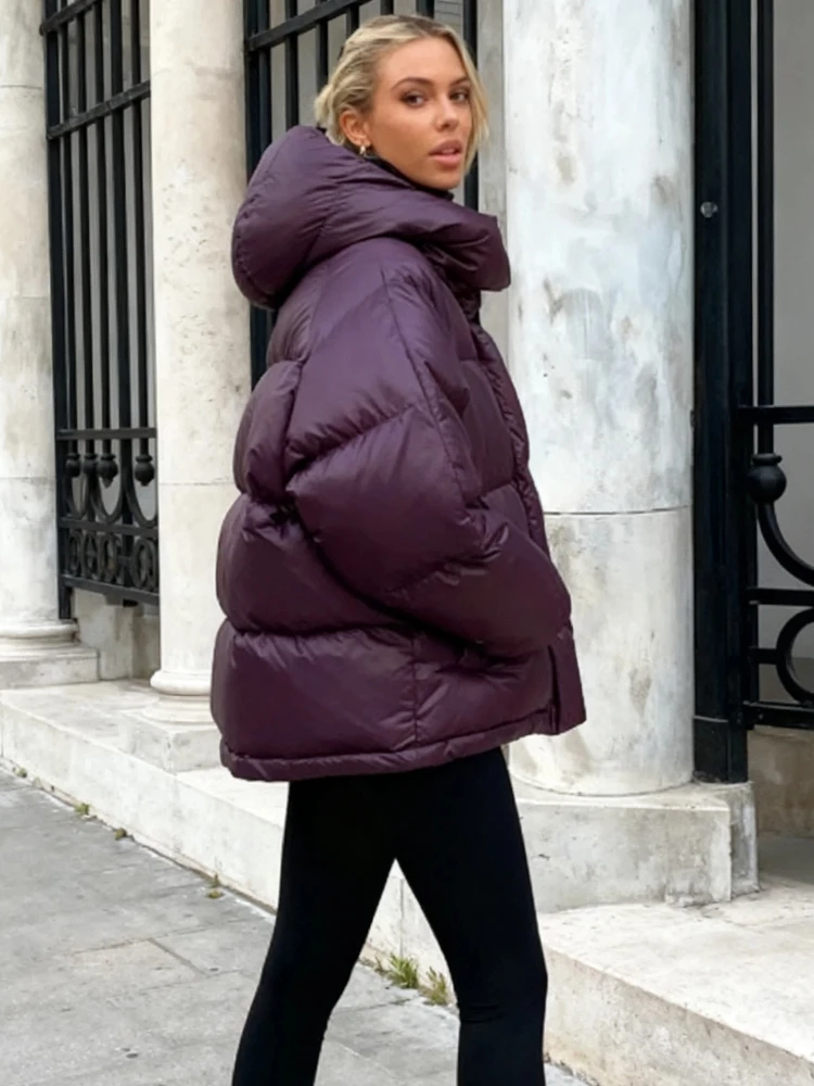 

Женское пышное стеганое пальто с капюшоном в стиле ретро, повседневное утепленное однобортное хлопковое пальто, женское пальто 2025 года, зимняя шикарная уличная верхняя одежда