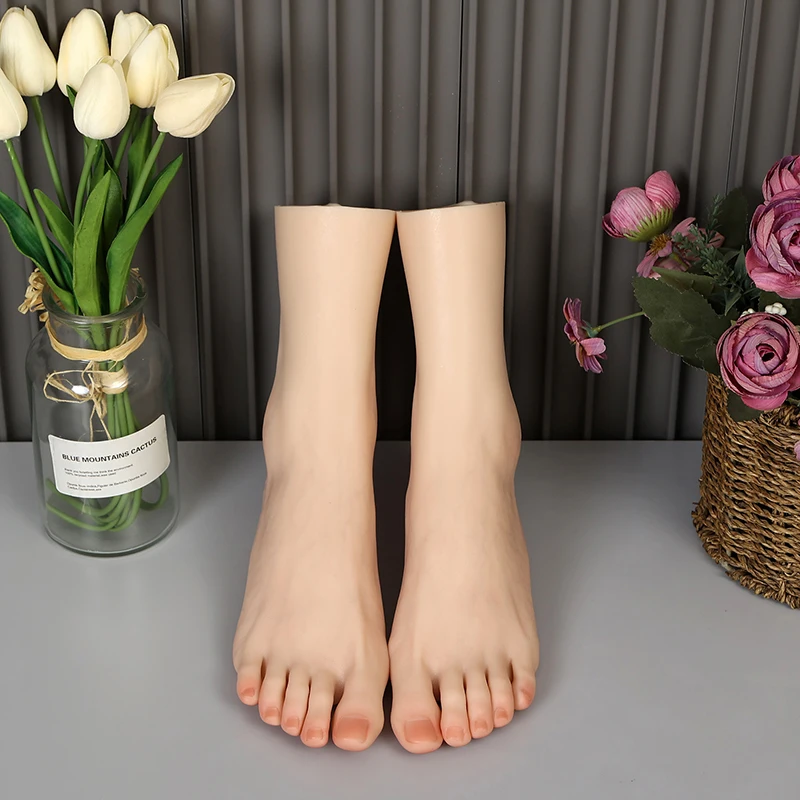 

Silicone Foot Model Female Mannequin Fake Nail Practice Feet Fetish For Footjob Shoes Sock Display Lifelike All Bone J3818 Z3818