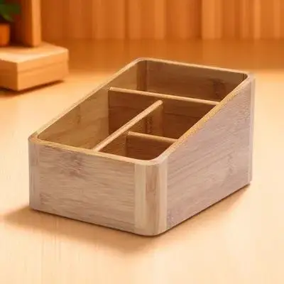 1 szt. Bambusowy pojemnik na biurko, organizer na kosmetyki, etui do przechowywania, uchwyt na piloty i drobiazgi