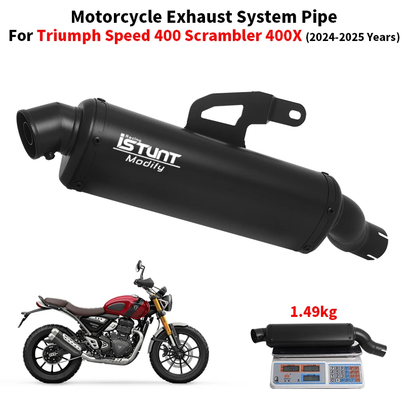 

Slip On For TRIUMPH Scrambler400X Scrambler 400X 2024 2025 Motorcycle Exhaust System Escape Middle Link Pipe With Black Muffler