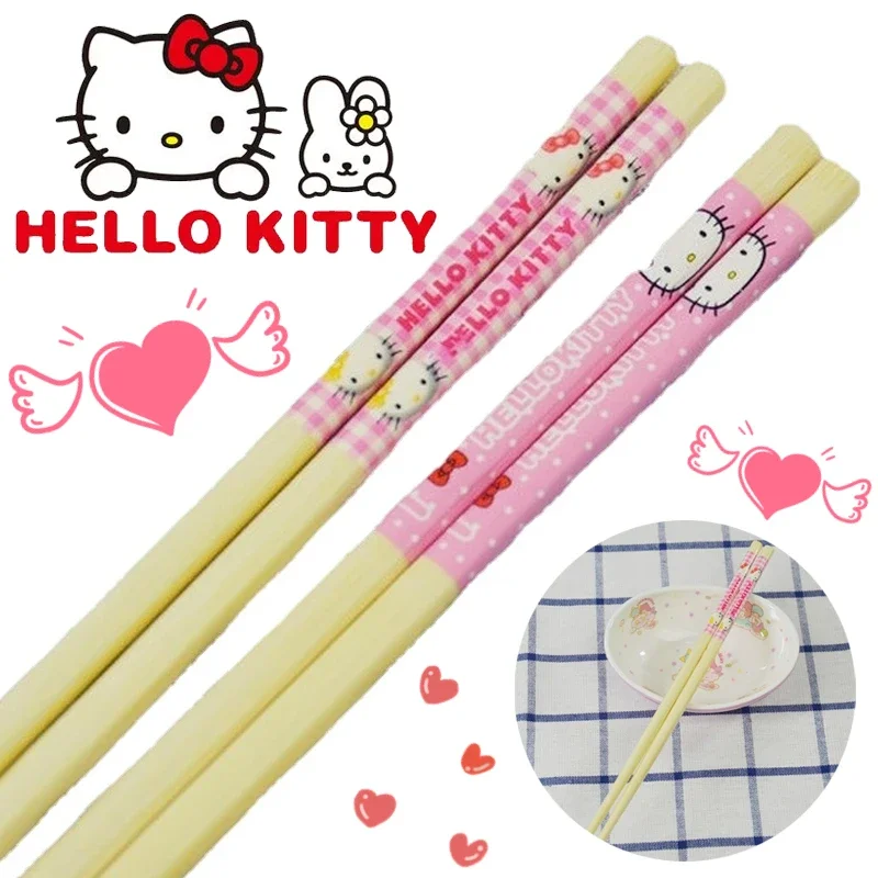 Hello Kitty Chopsticks Bamboo Chopsticks Household Long Chopsticks Family Pointy Cute Personality Bamboo Tableware Chopstick