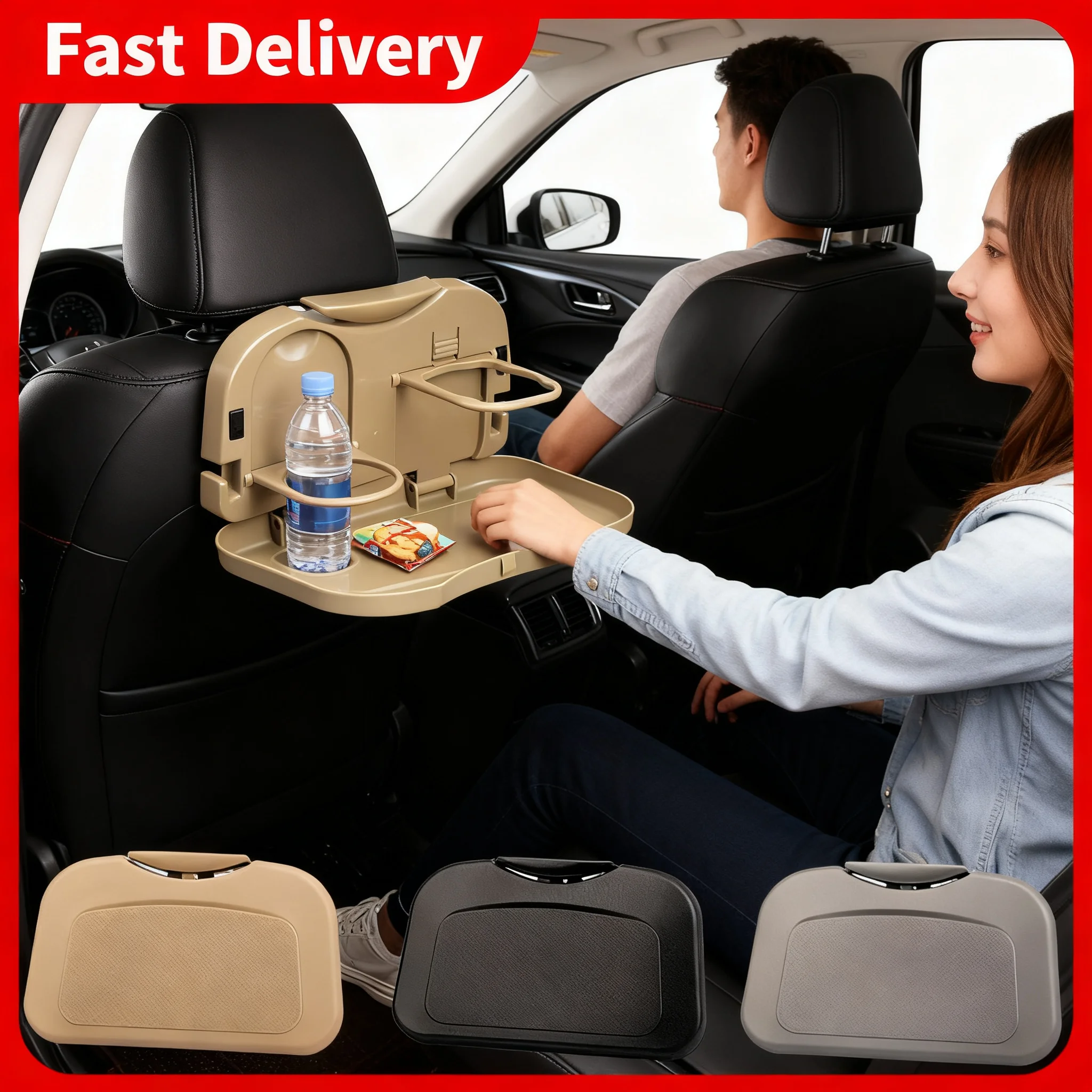Foldable Car Backseat Desk for Dinner Plate Portable Drink Cup Coffee Stand Storage Case Meal Tray Automobile interior Tool
