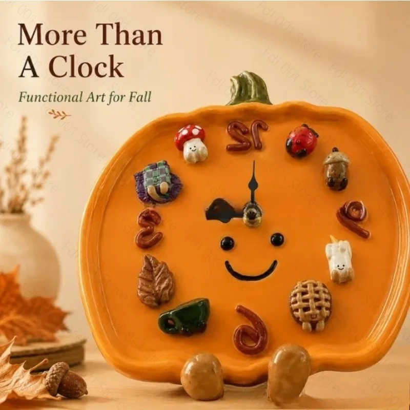 Cross-border New Product Mr. Pumpkin Magnetic Clock Resin Handicraft Ornament