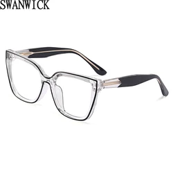 Swanwick big cat eye anti blue light glasses for women tr90 clear lens square glasses frame men acetate Korean style black gift