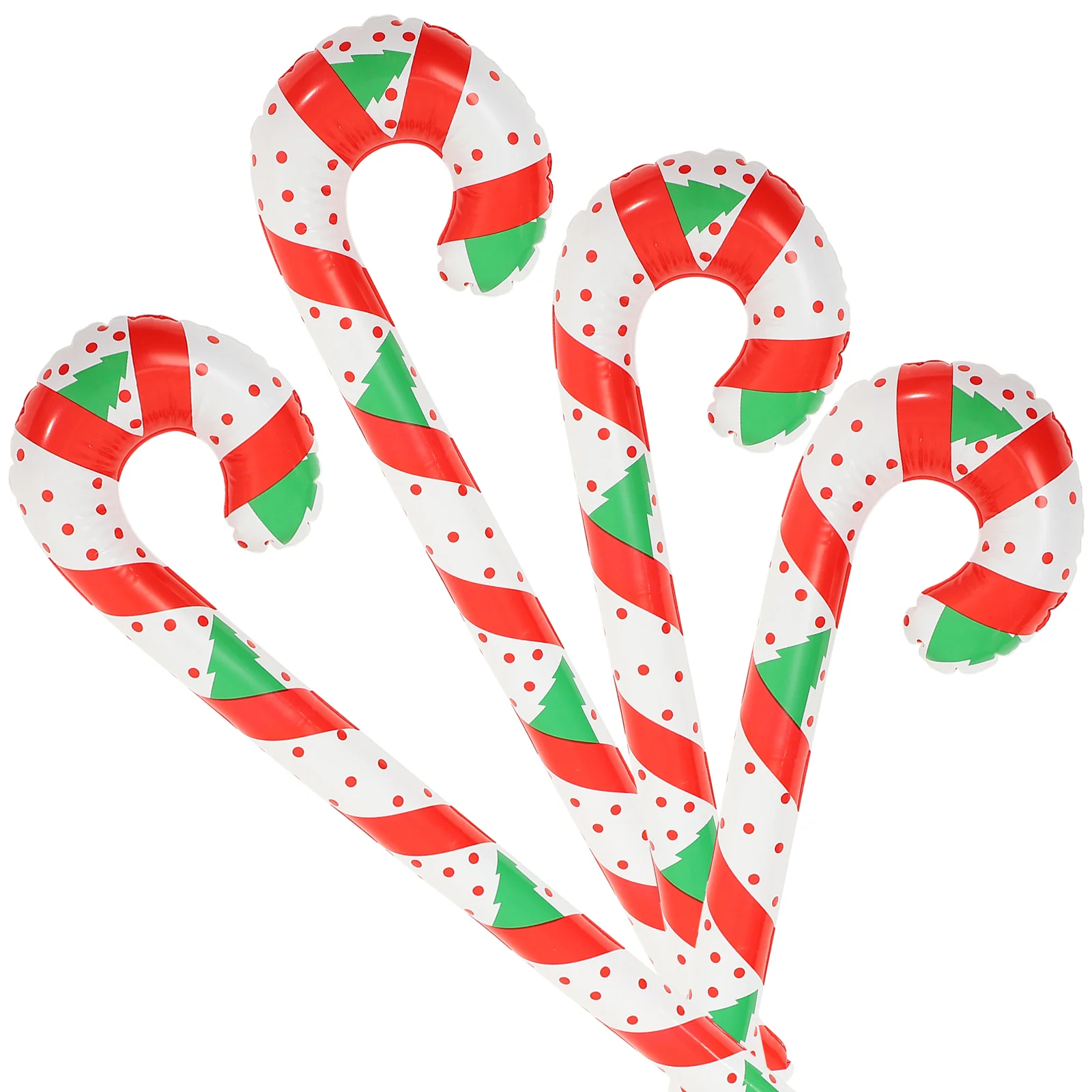 4 Pcs Christmas Walking Stick for The Elderly Pvc Candy Canes Inflatable Decorations Decorative Outdoor Red Ornaments Balloons