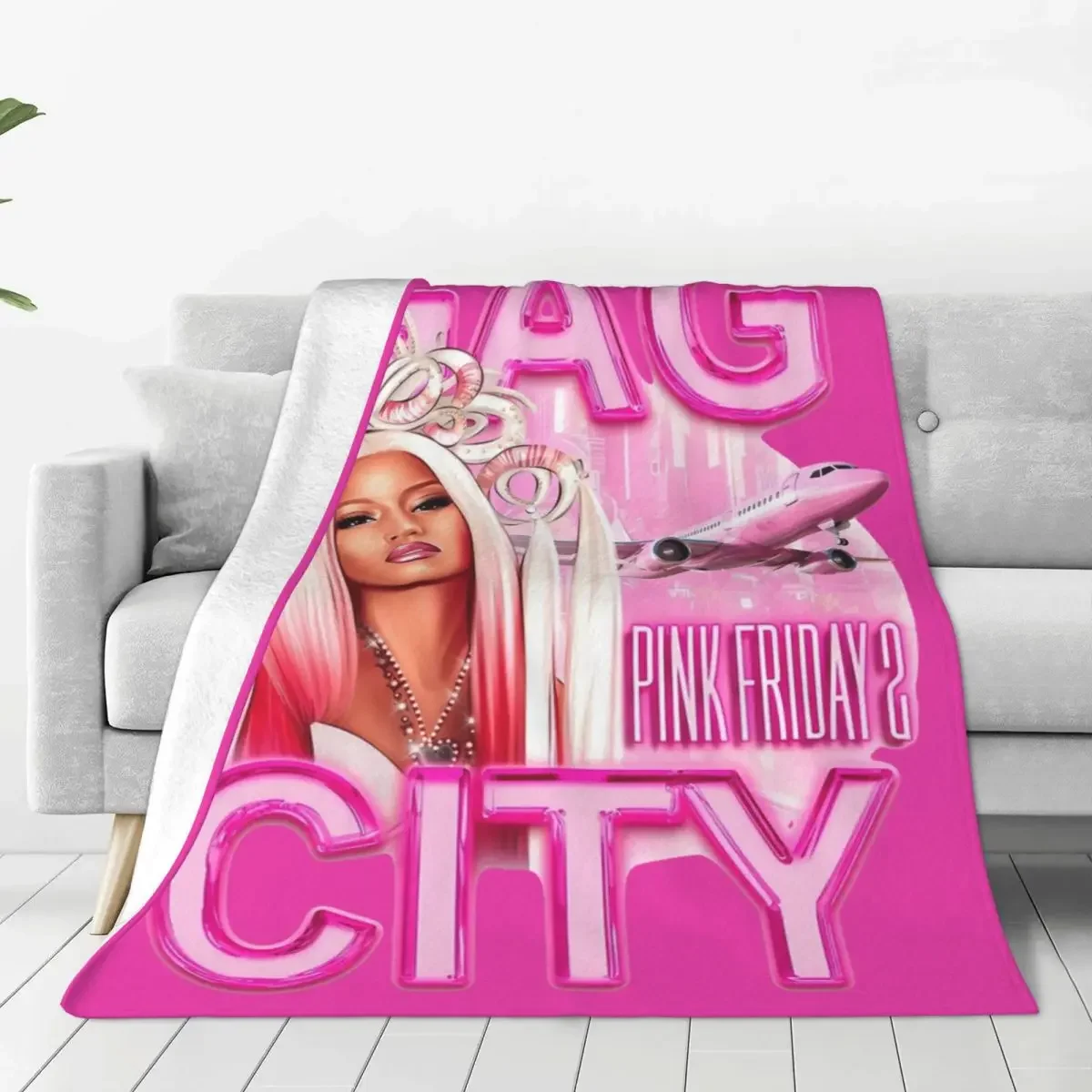 Gag City Nicki Minaj Queen Of Rap Flannel Blankets Novelty Throw Blankets for Home Bedspread