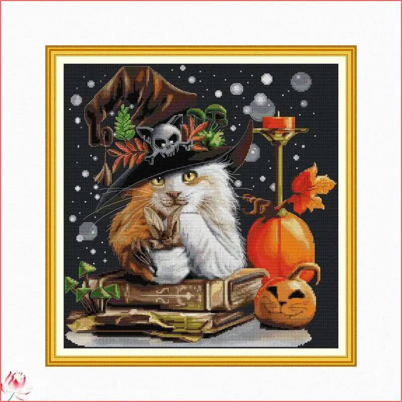 

Joy Sunday Cat Wizard Counted Cross Stitch Kits DIY DMC Handmade 11CT 14CT Stamped Embroidery Needlework Home Decoration Crafts