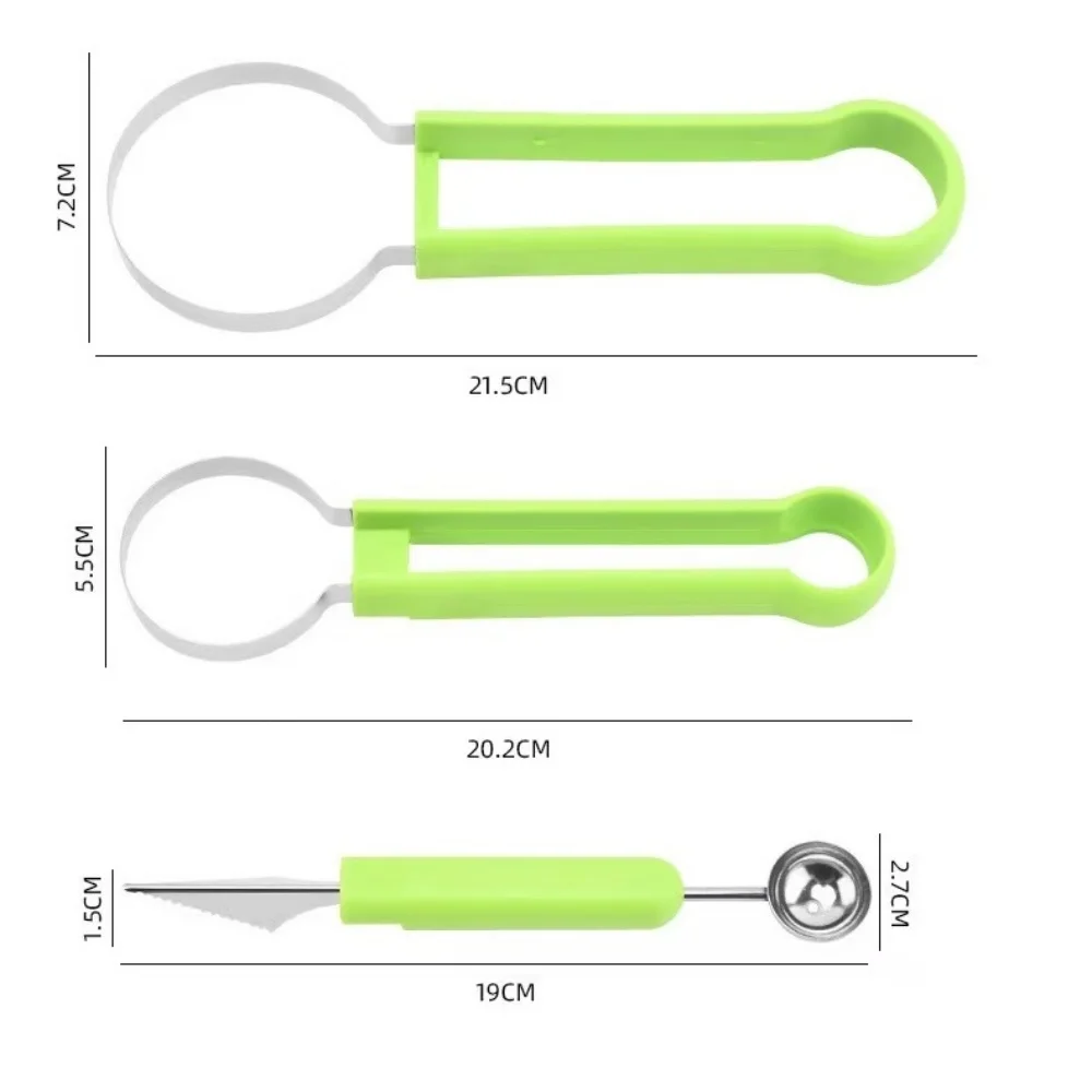 Three-in-One Fruit Slicer, Suitable for Slicing, Scooping and Carving Fruits. It Is Applicable to Watermelons, Cantaloupes, Etc.