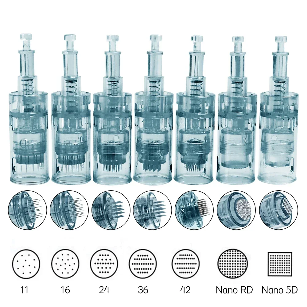 10/20Pcs M8 Dr.imp Derma ปากกา Microneedle ตลับหมึก Bayonet เปลี่ยน Micro Needle TIP 11 16 24 36 42 NANO 3D 5D Microneedling