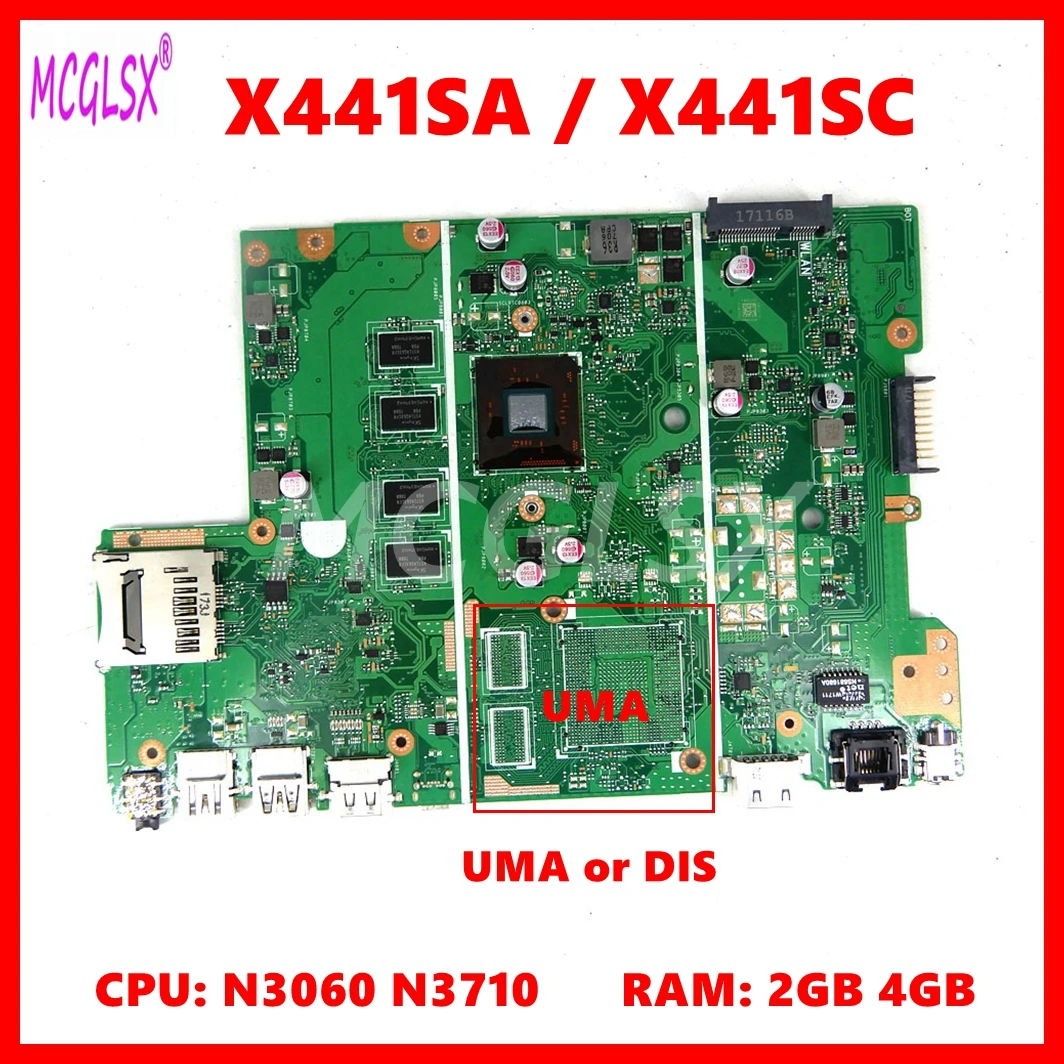X441SC Motherboard For Asus VivoBook A441SC A441SA X441SA X441SC F441S X441S A441S Laptop Mainboard N3060 CPU 4GB-RAM GT810M GPU