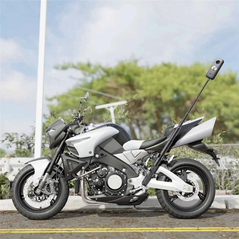 B37B-Motorcycle Bike Action Camera Mount Kit For Insta360 X4 Gopro Double Head Powerful Clamp Handlebar Bracket