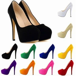 Star Style Platform Women Pumps European and American Fashion Solid Flock Skin Shallow Super High Heels Party Bridal Shoes Woman