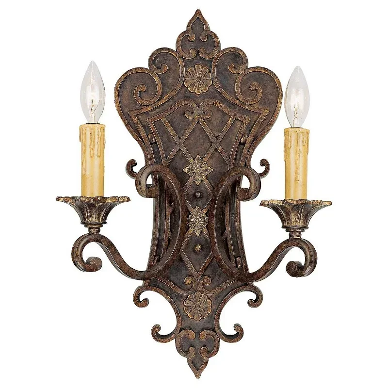 antique wrought iron double-headed wall lamp, retro bed and breakfast restaurant bedside lamp corridor aisle wall soft lighting