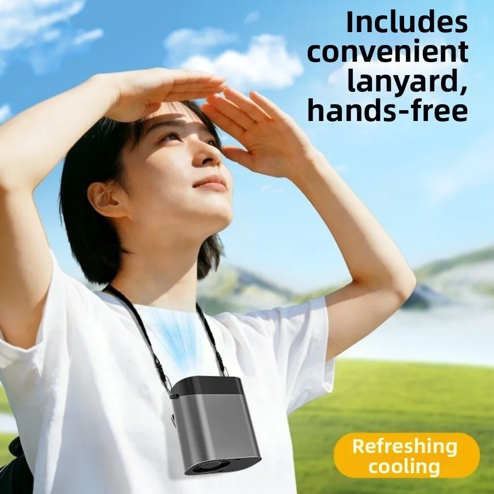 

Hand Free Waist Clip Fan Rechargeable Strong Airflow Hanging Neck Fan LED Display High-Speed Mini Electric Fan Outdoor Sports