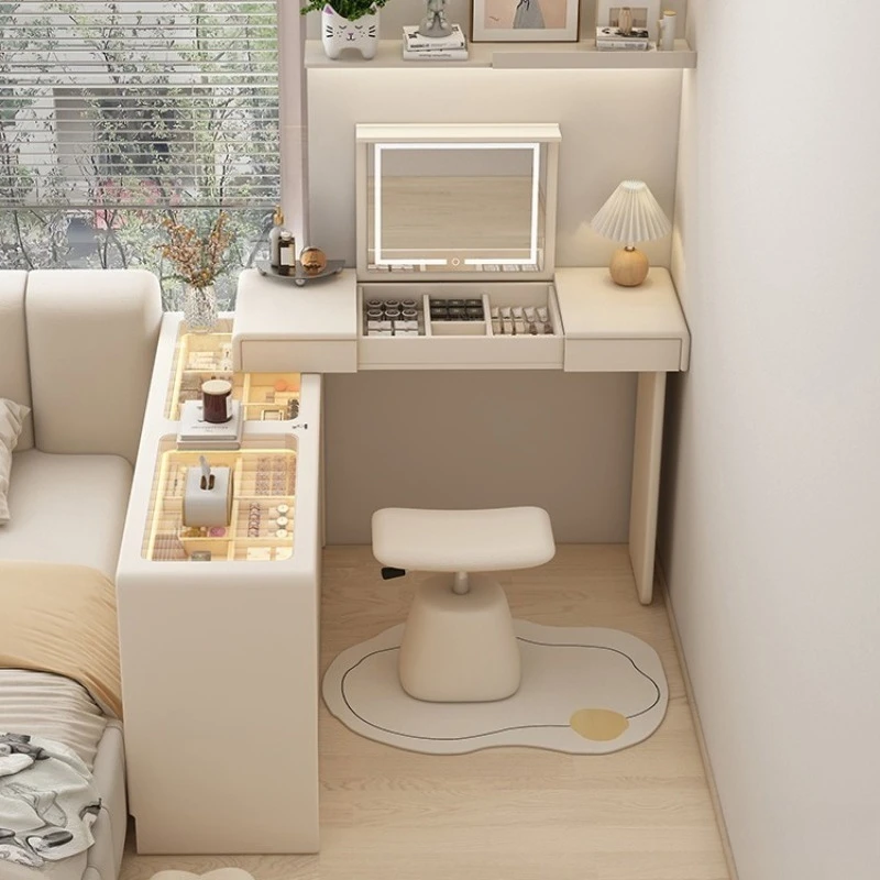 

Multifunctional bedside table cabinet integrated rotatable and retractable semi-enclosed desk
