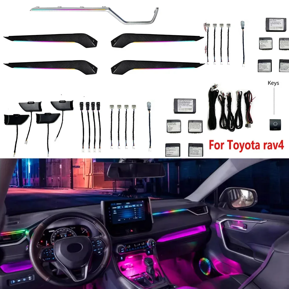 

RHD LHD для Toyota rav4 2020-2022 декоративная замена двери из кабонового волокна, светодиодная атмосферная лампа, приборная панель двери автомобиля