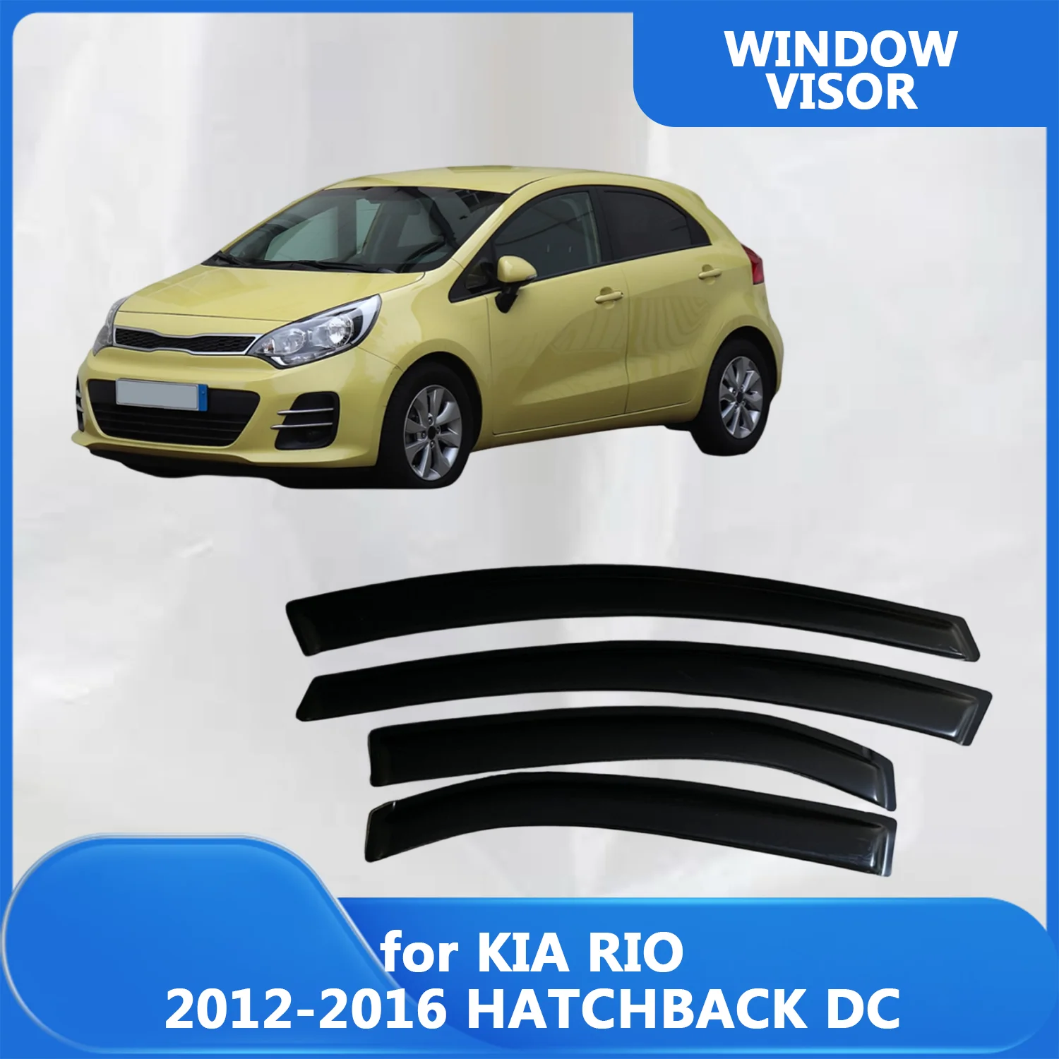 

FOR KIA RIO DC 2012 2013 2014 2015 2016 HATCHBACK Side Window Visor Rain Guard Side Vent Deflector Weathershield Outside-Mount