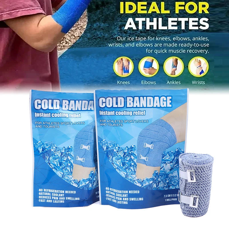 {+} Self Adhesive Ice Bandage Instant Cooling Muscle Recovery And Compression Tape For Athletes And Adults