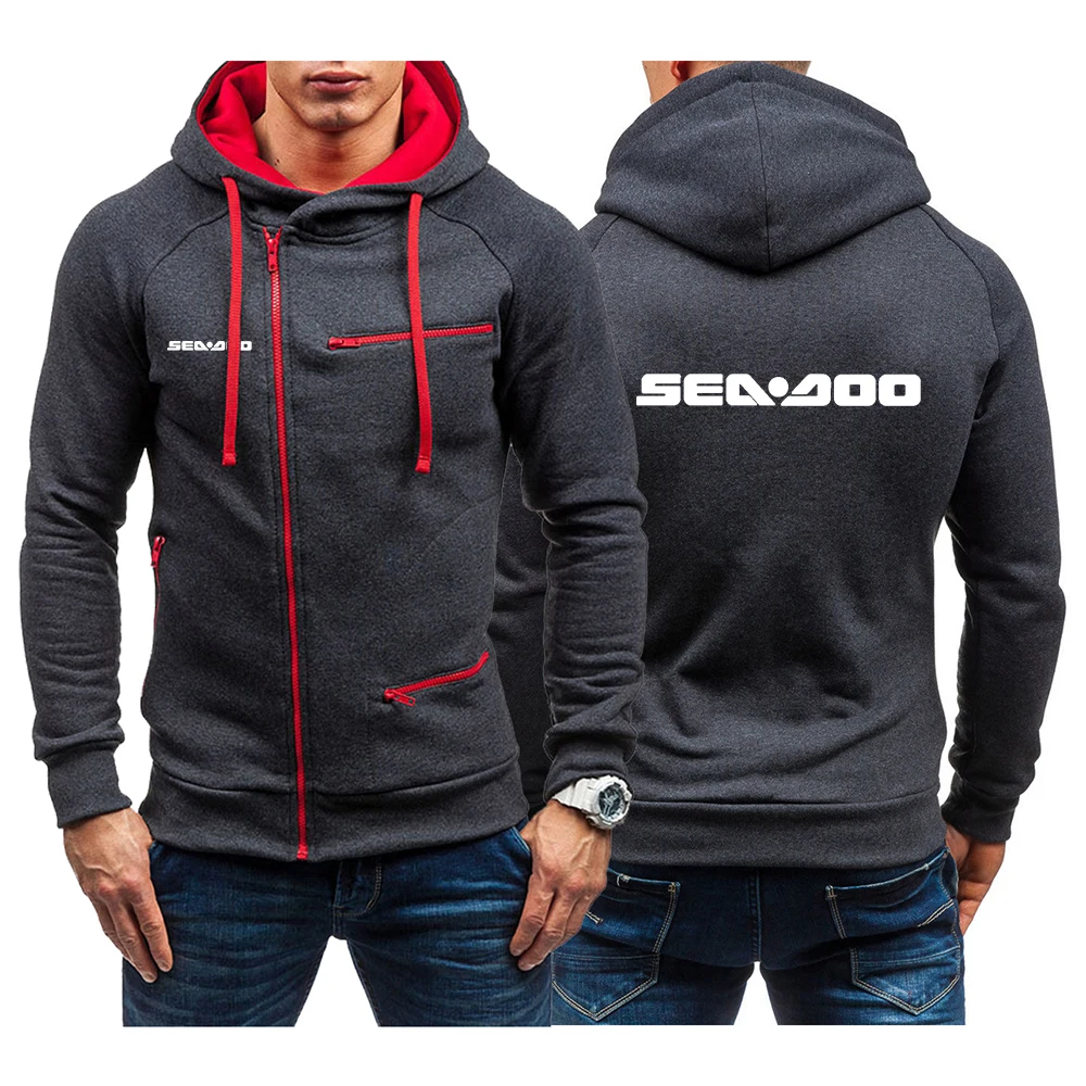 

Sea Doo Seadoo Moto Printed New Hoodie Men's Diagonal Zipper Long Sleeve Sweatshirts Casual Pullover Streetwear Sweatshirt