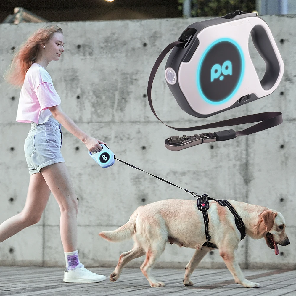 

5M Automatic Retractable Big Dog Leash for Medium Large Dogs LED Lighting Durable Pet Walking Nylon Lead Rope mascotas Leashes