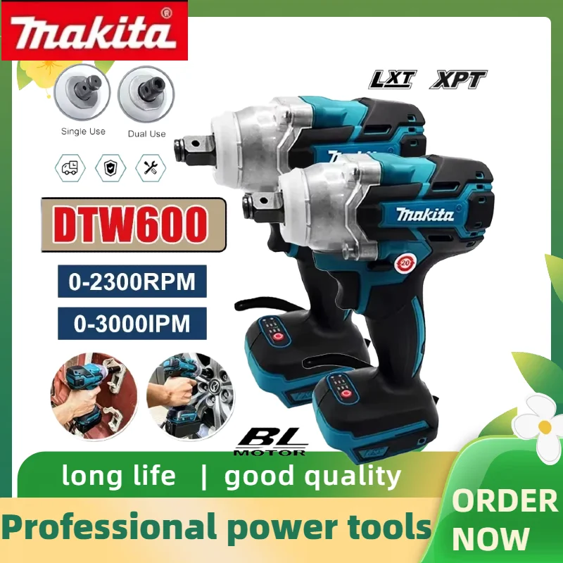 Makita DTW600 1/2Inch Cordless Wrench 18V Brushless 3100IPM Rechargeable Tool for Vehicle Maintenance Service