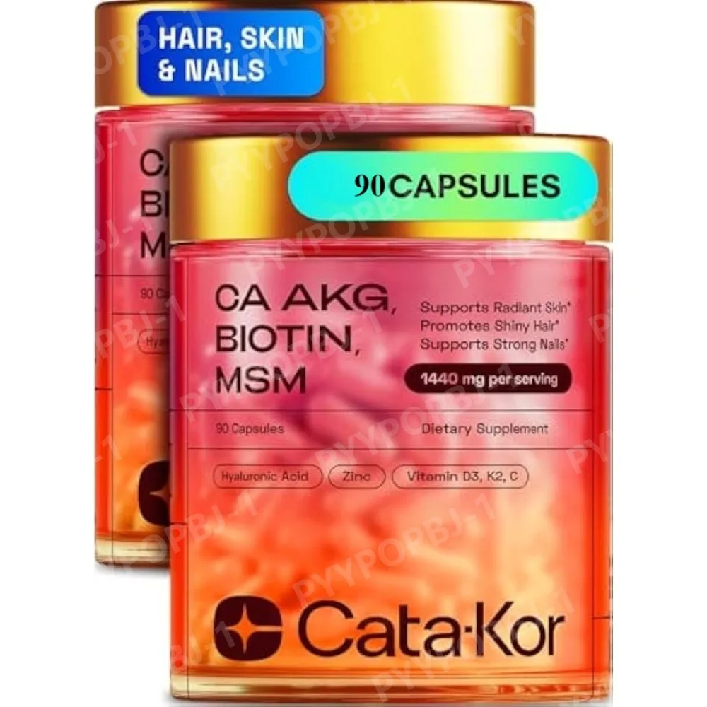 

Hair Skin and Nails Supplement with Ca MSM | Hyaluronic Acid Biotin | Vitamin C & Vitamins D3 K2 – Supports Radiant Skin