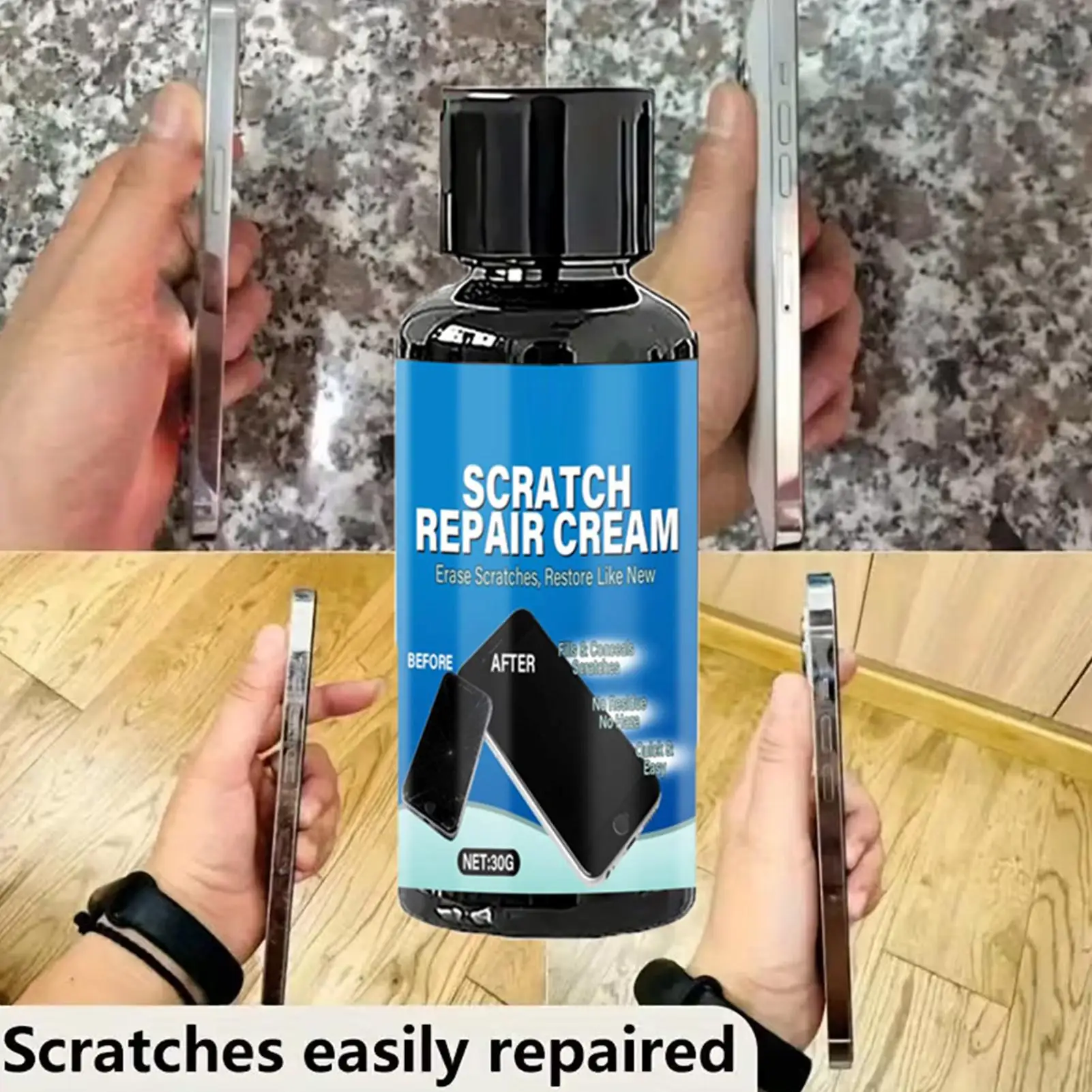 30G/100G Phone Screen Scratch Repair with Sponge Universal Complete Phones Tablets Cracked Repair Smart Watches Devices Care