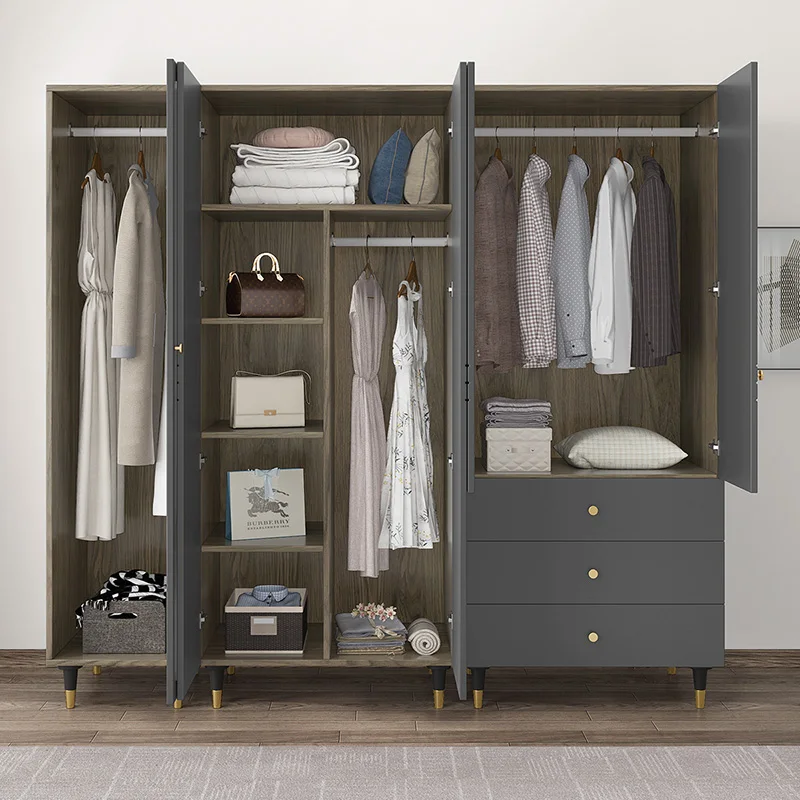 Component Wardrobe Household Bedroom Simple Storage Cabinet Full-Length Mirror Glass Door Large Capacity Storage Wardrobe